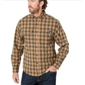 Wolverine Men's Glacier Lite Plaid Flannel Long Sleeve Button Down Shirt Brown L